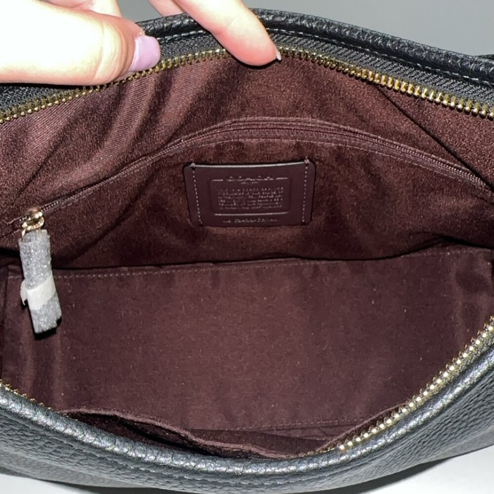 Coach Laurel Black Pebbled Leather Shoulder Bag with Gold Accents - Picture 7 of 8